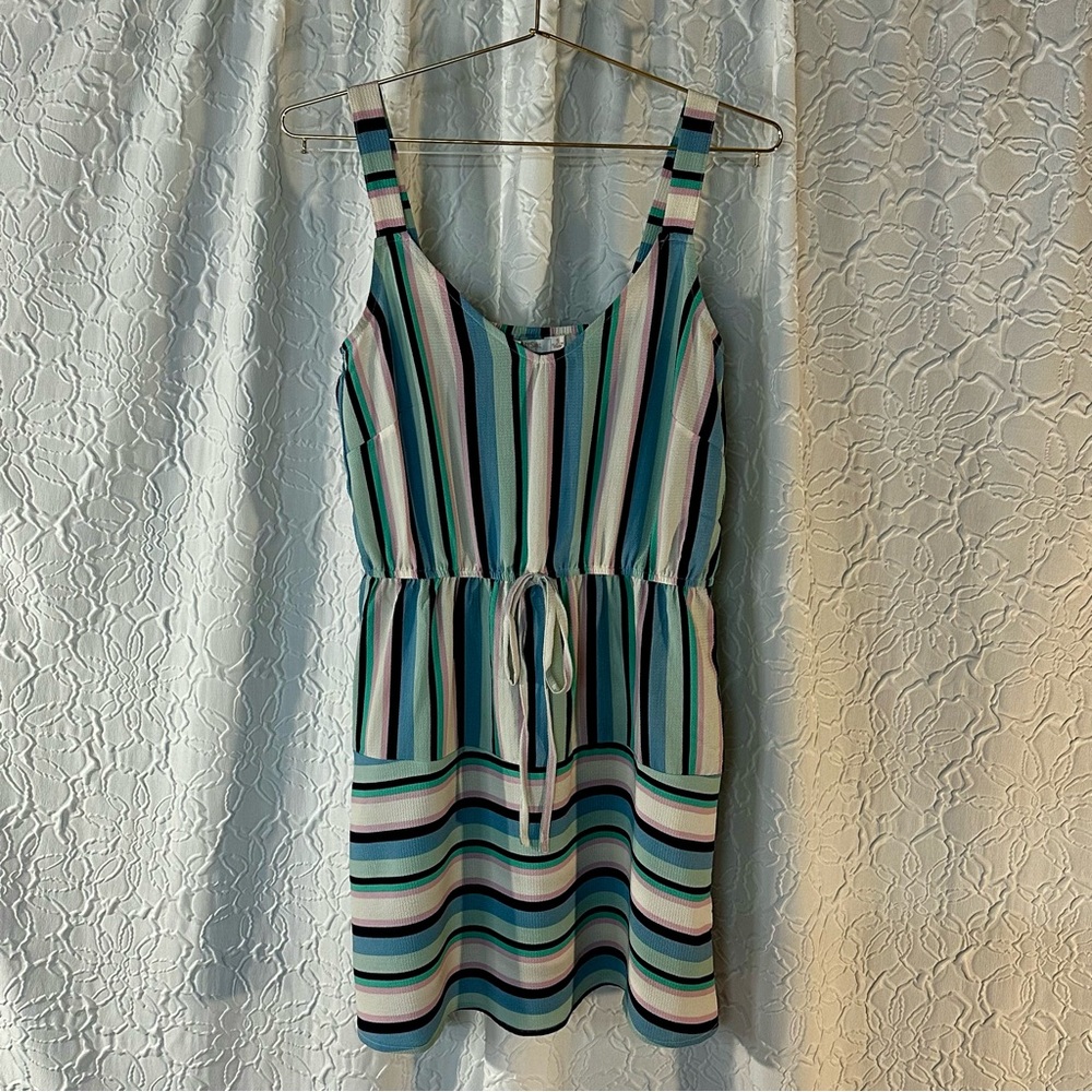 LOVE AT FIRST SIGHT Women's Striped Multicolor Pastel Sundress Size Small